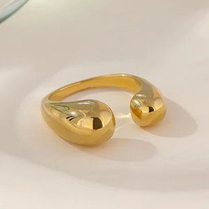 NEW 18K Gold Plated Waterdrop Open Adjustable Ring